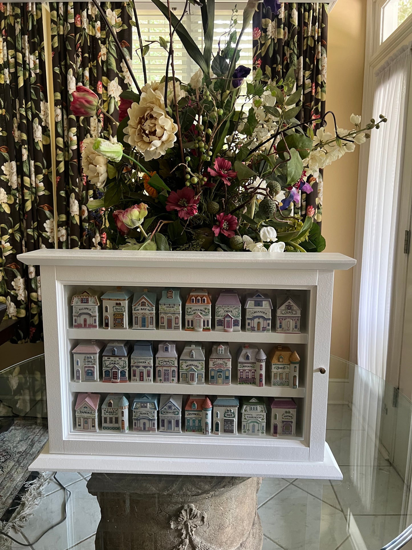 Lenox Spice Village "Craftsman Style Spice Rack Cabinet" - Wood Framed Glass Door. Handcrafted Organizer Made in America.