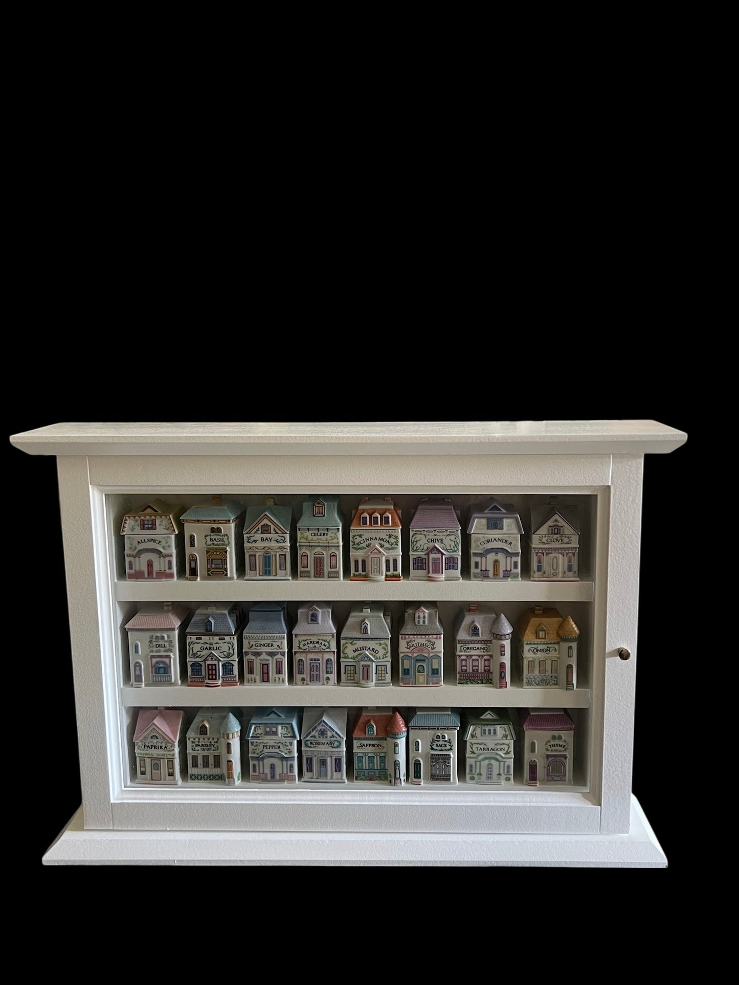 Lenox Spice Village "Craftsman Style Spice Rack Cabinet" - Wood Framed Glass Door. Handcrafted Organizer Made in America.