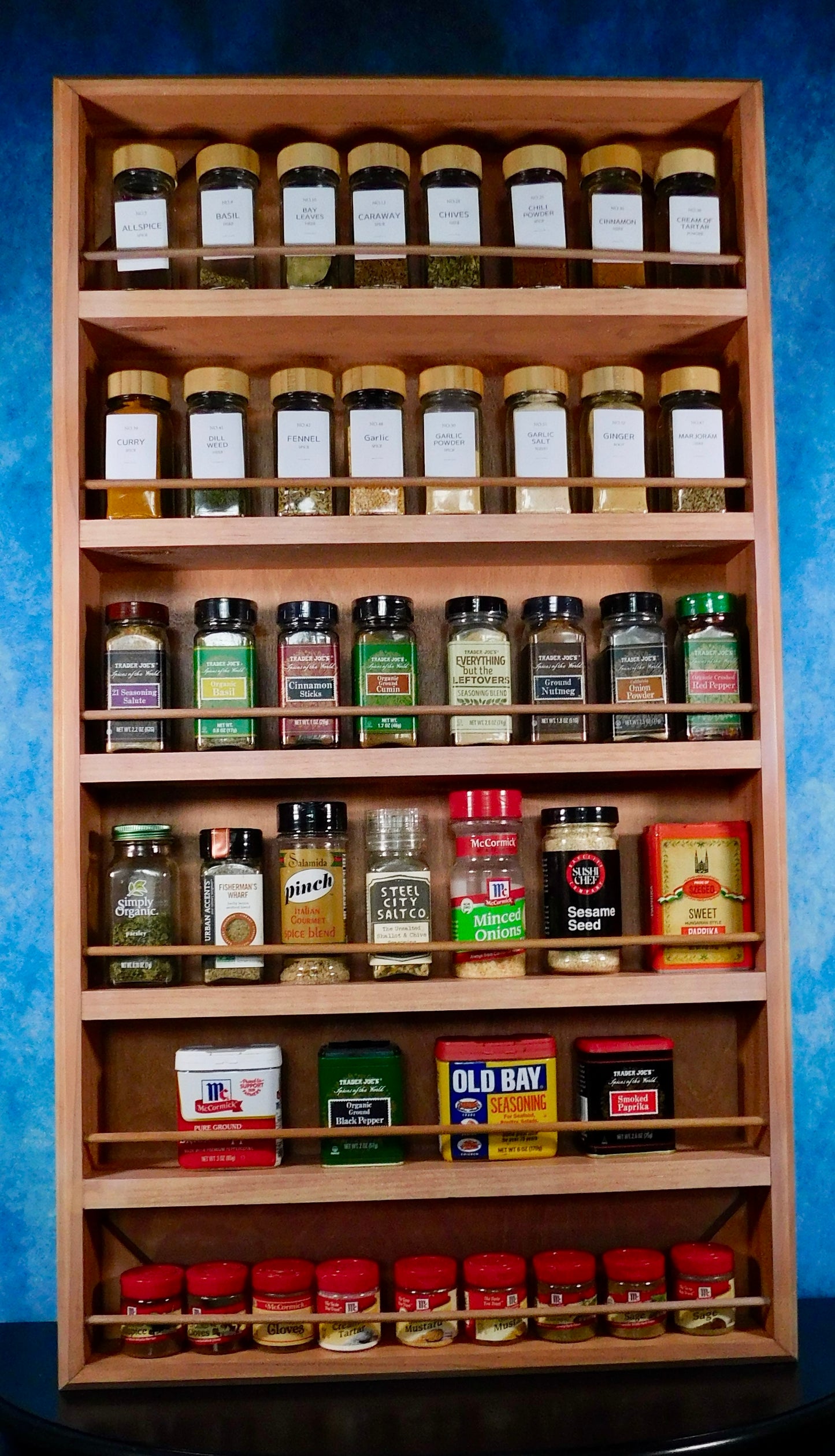 Custom Spice Rack – Wall or Door Mounted Organizer – Crafted to Your Size and Layout – Custom Wood Spice Storage – Signature Collection