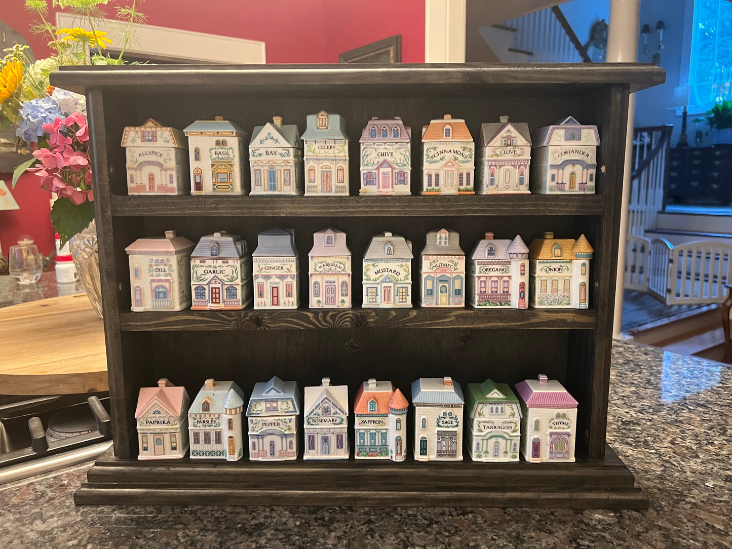 Lenox Spice Village "Craftsman Style Display Rack" - Countertop or Wall Mounted - Custom Wood Spice House Organizer Made in America.