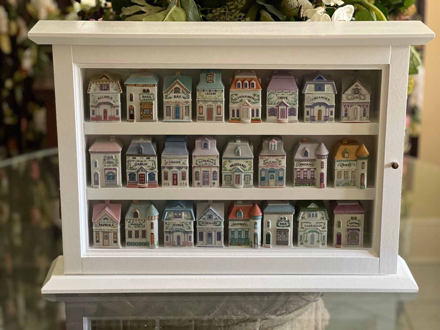 Lenox Spice Village "Craftsman Style Spice Rack Cabinet" - Wood Framed Glass Door. Handcrafted Organizer Made in America.