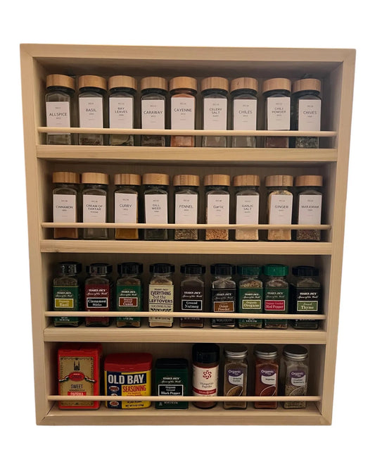 Custom Spice Rack – Wall or Door Mounted Organizer – Crafted to Your Size and Layout – Custom Wood Spice Storage – Signature Collection